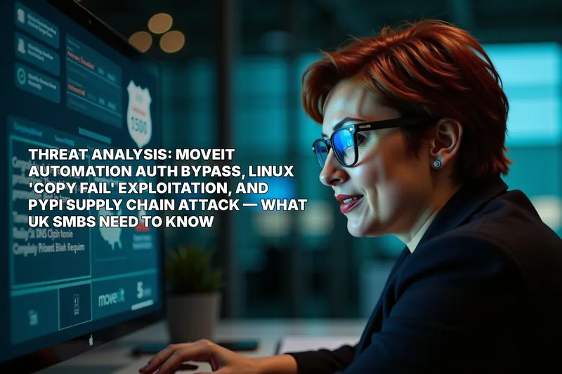 Threat Analysis: MOVEit Automation Auth Bypass, Linux 'Copy Fail' Exploitation, and PyPI Supply Chain Attack — What UK SMBs Need to Know